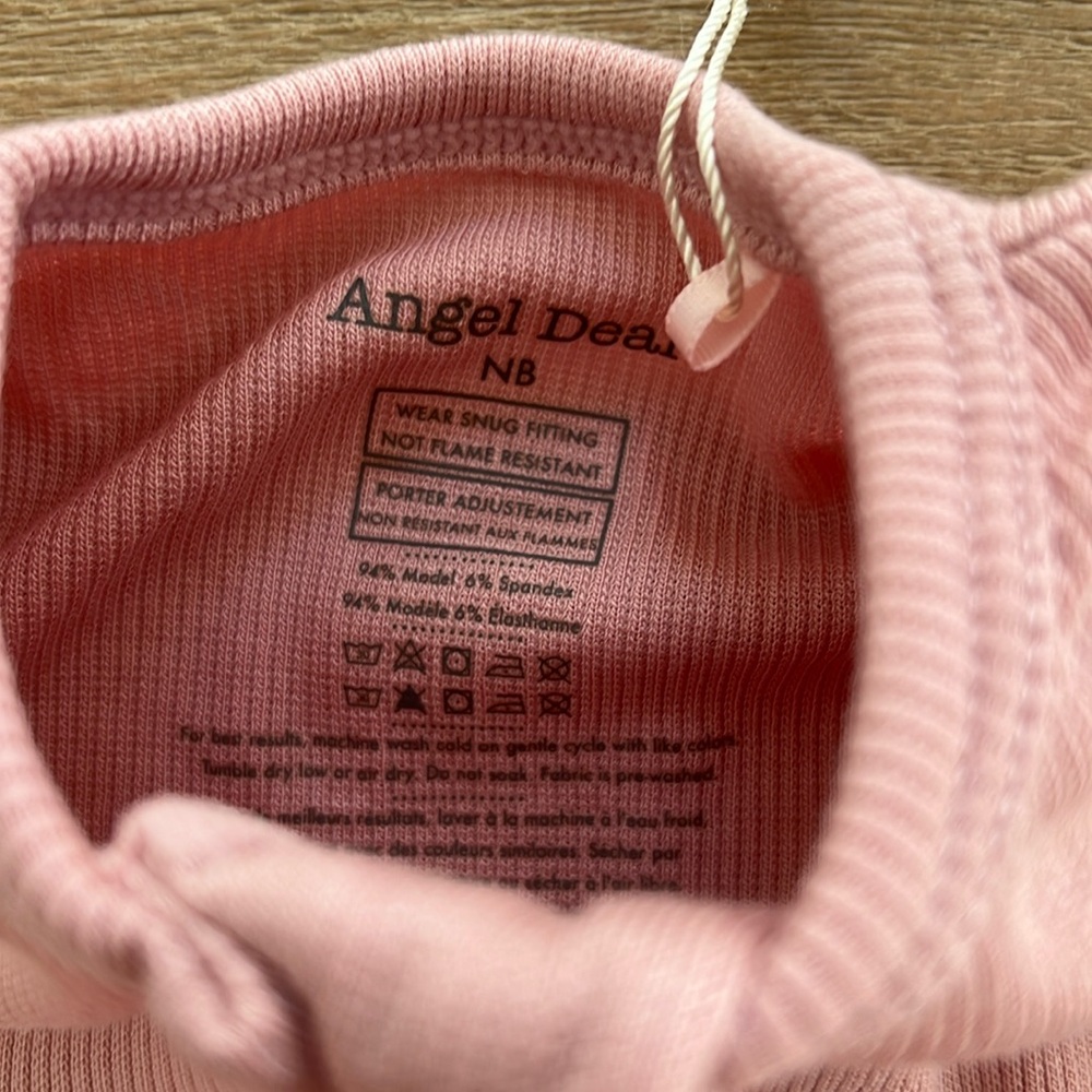 Angel Dear Baby Girl Modal Ribbed Footie Solid Pink 6-9 months - Picture 2 of 4